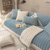 Sofabezug mit rechteckigem Gitter, einfarbig, dicker Plüsch, L-förmiger Ecksofa-Handtuchbezug, rutschfester Couchschutz für das Wohnzimmer