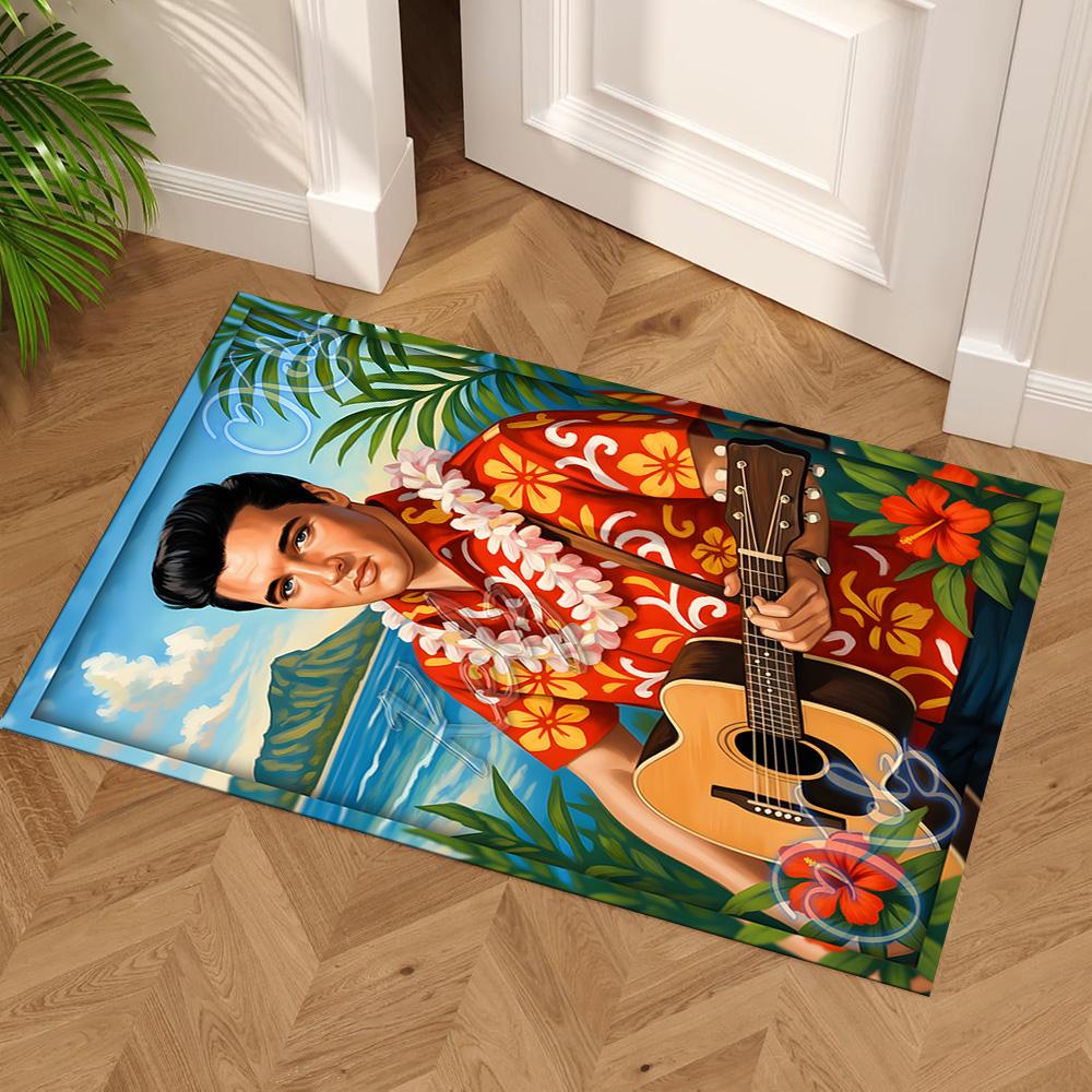 Elvis Presley Fußmatte Geeignet zur Dekoration von Zimmern Arbeitszimmern Wohnzimmern Schlafsälen Rutschfester Teppich Büros Dekorieren Perfektes Geschenk für Frauen/Männer
