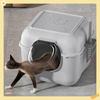 Bac à litière pour chat totalement fermé Grande capacité Bacs à litière pour chat Anti-débordement et anti-fuite de sable Toilette pour animaux de compagnie Bac à sable en plastique pour chat Bac sanitaire