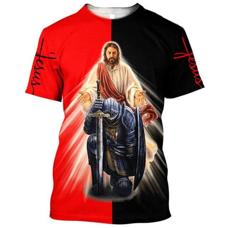 Fashion Jesus Graphics T Shirts Summer Trend Short Sleeve O Neck 3D Printed Christian T-shirts Casual Loose Streetwear Tees Tops