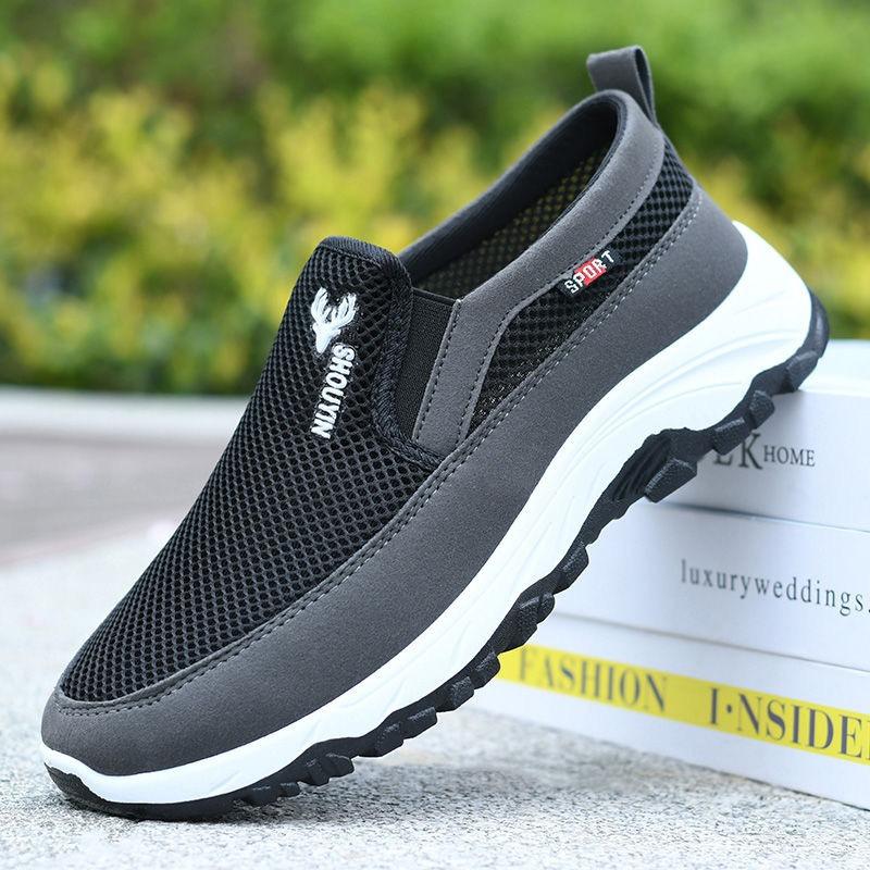 Mesh Shoes Men's Summer New Men's Cloth Shoes Soft Sole Casual and Comfortable One-pedal Dad Single Shoes