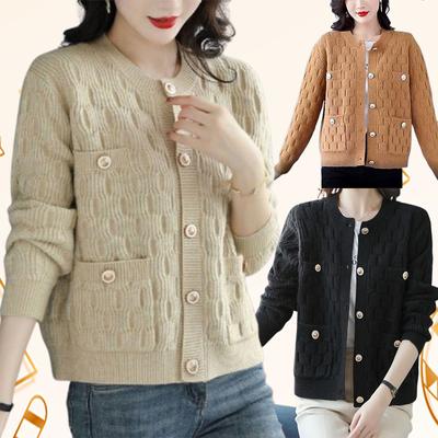 Herbst Winter Frauen Wolle Strickjacke Neue Mode Schlanke Pullover Jacke Weibliche Langarm High-End-Strickjacke Pullover Damen Warme Mäntel