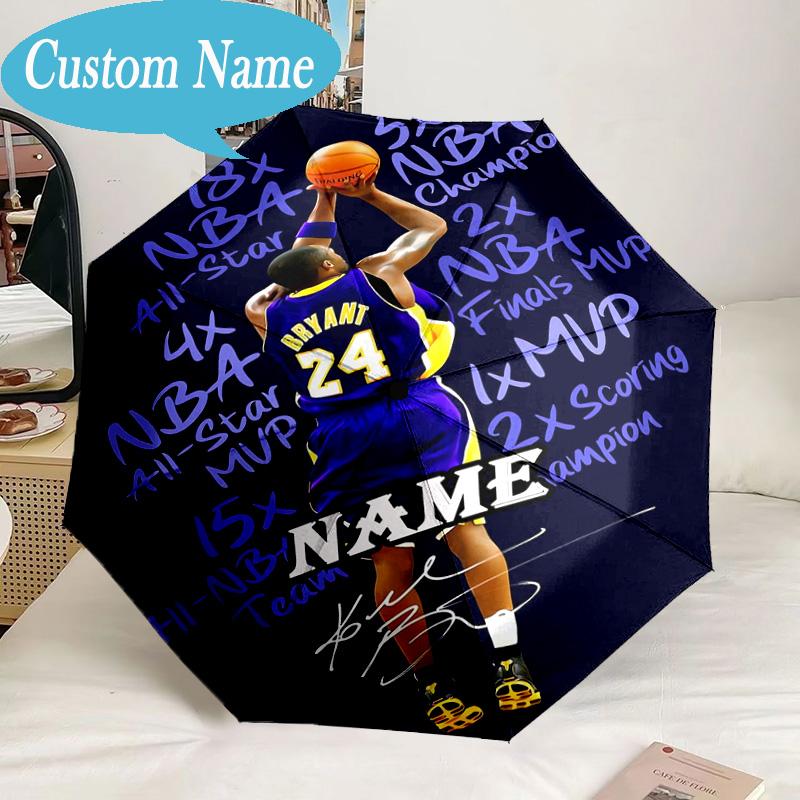 Custom Name Umbrella Kobe Bryant's Legacy Numbers Umbrella 8-Frame for Travel, Camping, Casual Lightweight Portable, Essential for Family Gifts