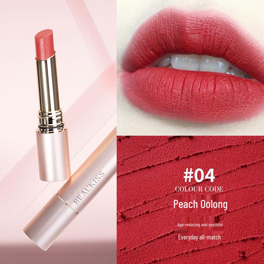 Waterproof, moisturizing matte lip glaze with color-lock, cup-proof, long-lasting formula that doesn't show lip lines.