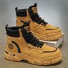 Taco High Heel Ankle Boots Men Work Safety Shoes Dress Booty Man Men's Leather Winter Shoes Brown Boot Mens Shoe Casual Sneakers