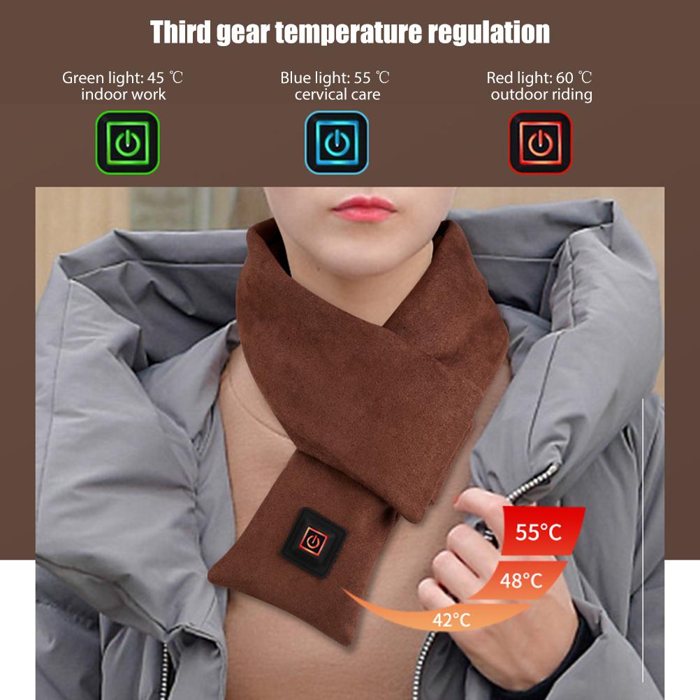 Heated Scarf with 3 Heating Levels Electric Heating Scarf Warm Winter Scarf Heated Neck Wrap for Outdoor Camping Hiking