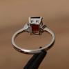Womens Ring 925 Sterling Silver Band with Rectangle Cut Natural Red Garnet Gemstone For Engagement,Anniversary & Wedding Wear Ring