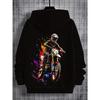 Boys' Colorful Motorcycle Rider 3D Printed Long Sleeved Hooded Sweatshirt, Boys' Spring and Autumn Sportswear