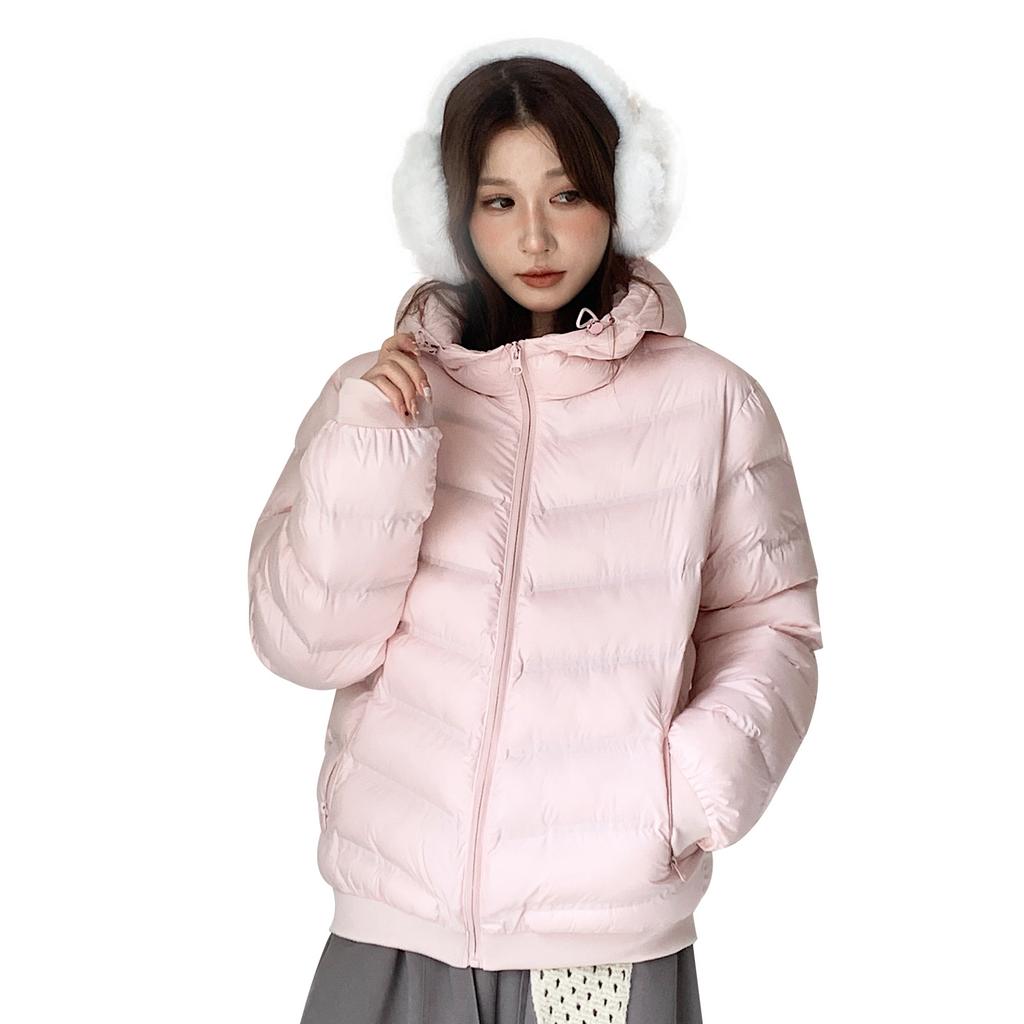 Ribs hooded short down cotton-padded jacket for women's winter new loose small cotton-padded jacket