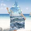 Blue Ocean Wave Flat Print Hooded Beach Towel Seagull Scenic Quick Dry Surf Poncho Changing Robe for Women Adult Travel