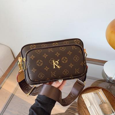 Niche Bag Women's New Small Satchel Retro Square Bag Fashionable Versatile Wide Shoulder Strap Messenger Bag Waist Breast Bag