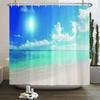 Seaside Scenery 3d Printed  Polyester Shower Curtain Wooden Bridge Nature Fabric Waterproof Bathroom Curtain for Bathtub