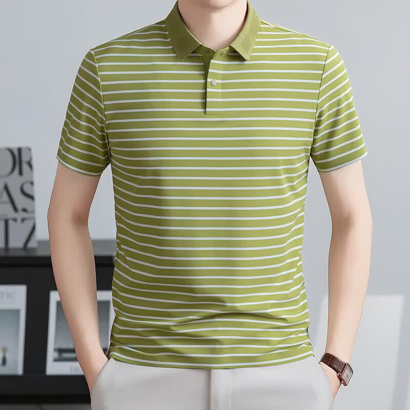 VEE KELLEN Men s Seamless Cool-Touch Striped Polo Shirt L (100-120 lbs)