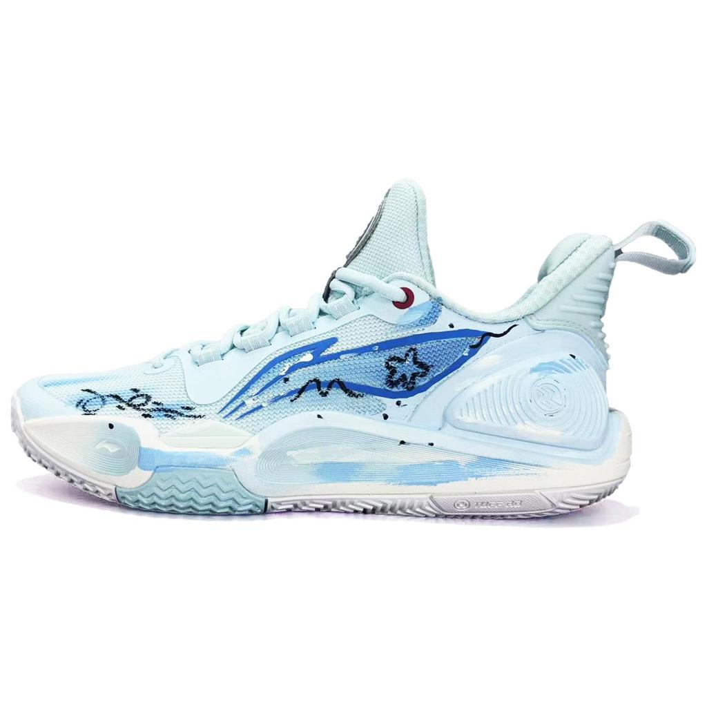 Li Ning Speed 9 Ocean's Heart Fabric Abrasion Resistant Lightweight Low top Basketball Shoes Unisex Blue White ABPT001-6()
