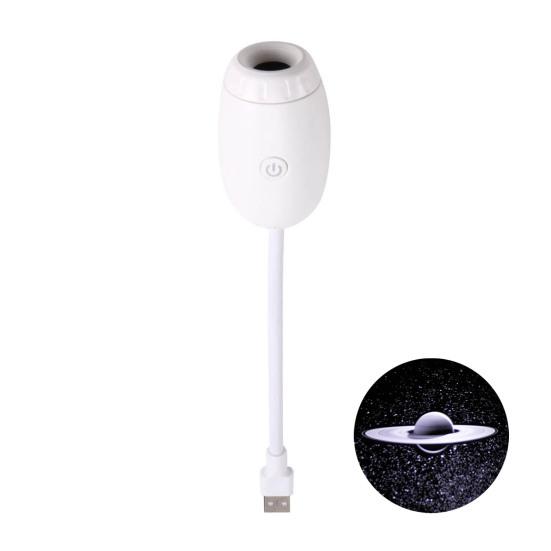 2-in-1 Projector Lamp Starry Sky Night Light with Glass Lens USB Star Light Relaxing Ambient Lighting for Bedroom Camping Car Travel A белый