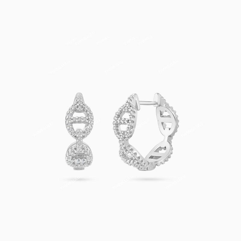 Light Luxury Design Full Of Diamond Pig Nose Ear Buckle Niche Temperament Versatile Personalized Earrings Diamond-Set Simple And Exquisite Earrings