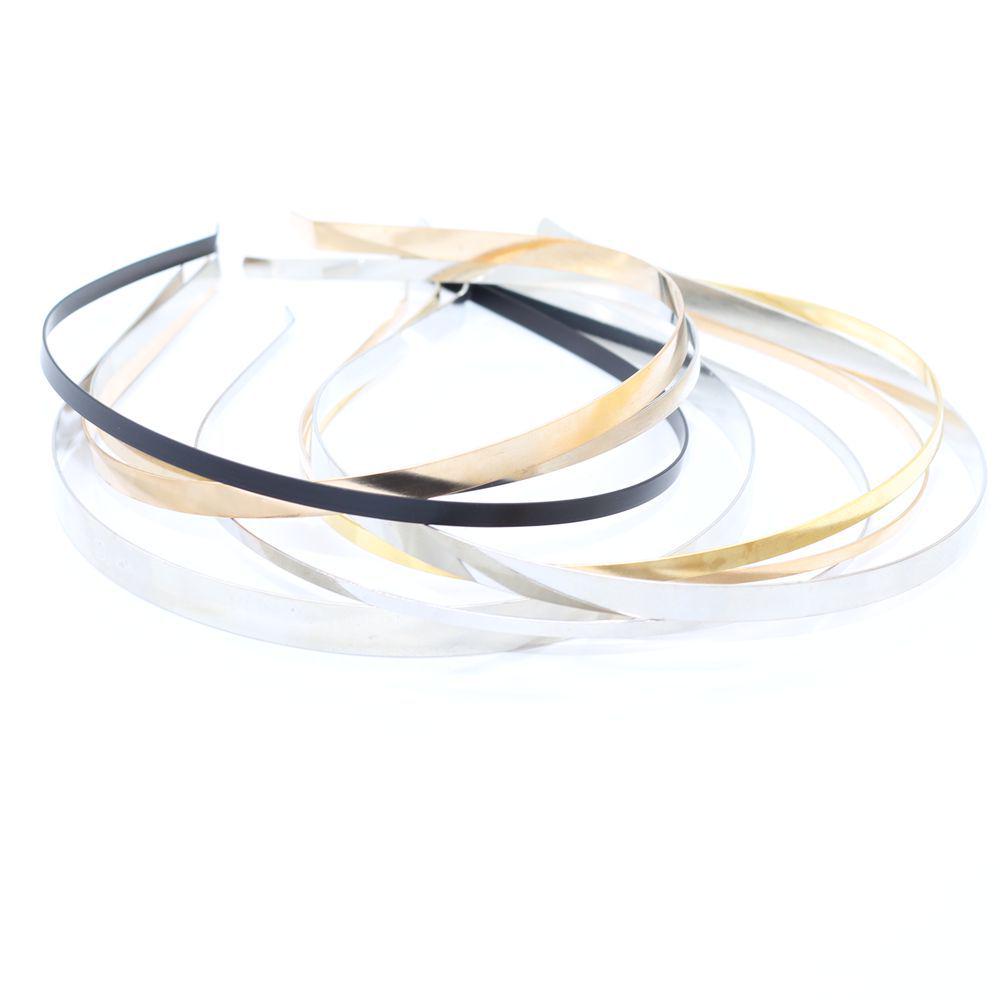 DIY Jewelry Accessories: Electroplated Gold and Nickel Headbands with Black Base (3mm, 5mm, 7mm, 10mm)