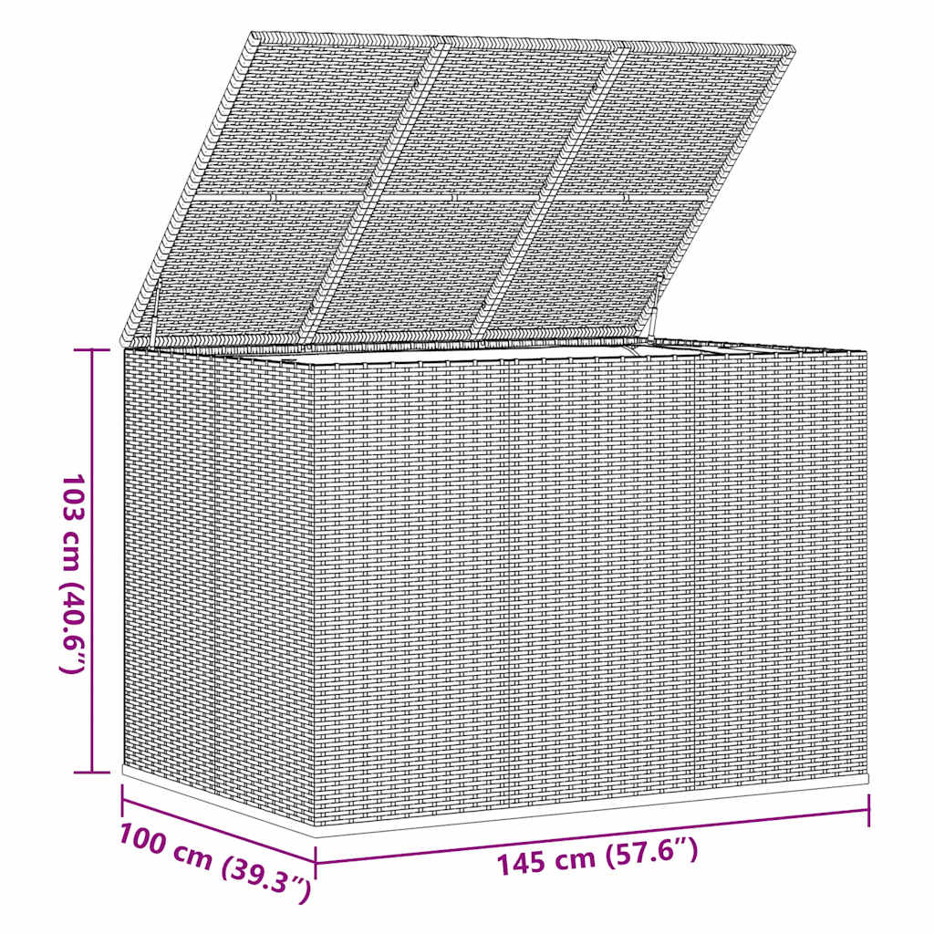 Garden Cushion Box PE Rattan 145 x 100 x 103 cm Brown