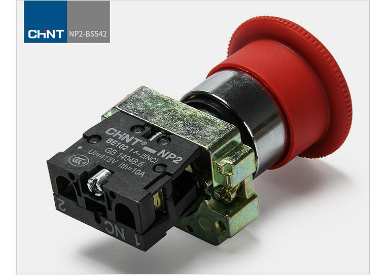 Zhengtie NP2-BS542 22mm Self-Locking Mushroom Head Emergency Stop Button Switch