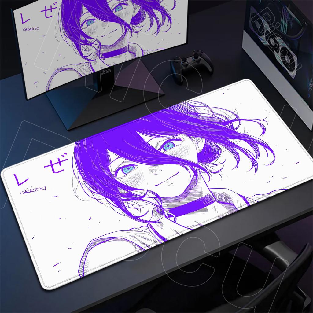 Large Writing Non-slip Office Student Gamer Mat Cute Reze And Flower Art Table Laptops C-Chainsaw Mans Thicken Durable Mouse Pad