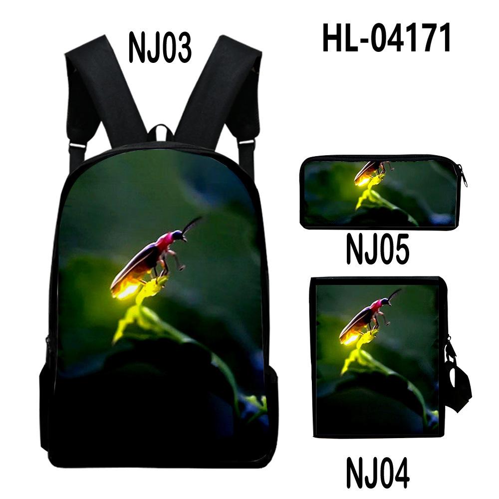 Classic Popular Classic Fireflies 3D Print 3pcs/Set pupil School Bags Laptop Daypack Backpack Inclined shoulder bag Pencil Case