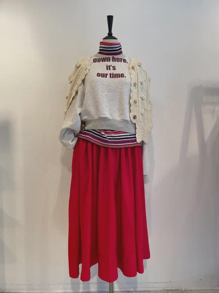 Damen Japanischer Retro Gestreift Langarm Rollkragen Fleece-Oberteil