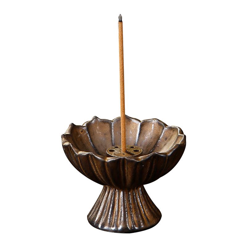

Винтажная керамическая подставка для благовоний в виде лотоса, металлическая подставка для благовоний с 9 отверстиями, держатель для благовонных палочек, курильница для благовоний, гостиная, зал Будды, йога бронзовый