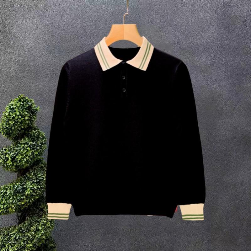 Yuppie Style Slim Fit Knit Polo Shirt Women Long Sleeve Color Block British Fashion Youth Trend