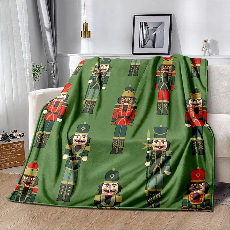 3D Nutcracker Christmas Tree Soft Plush Blanket,Flannel Blanket Throw Blanket for Living Room Bedroom Bed Sofa Picnic Cover Kids