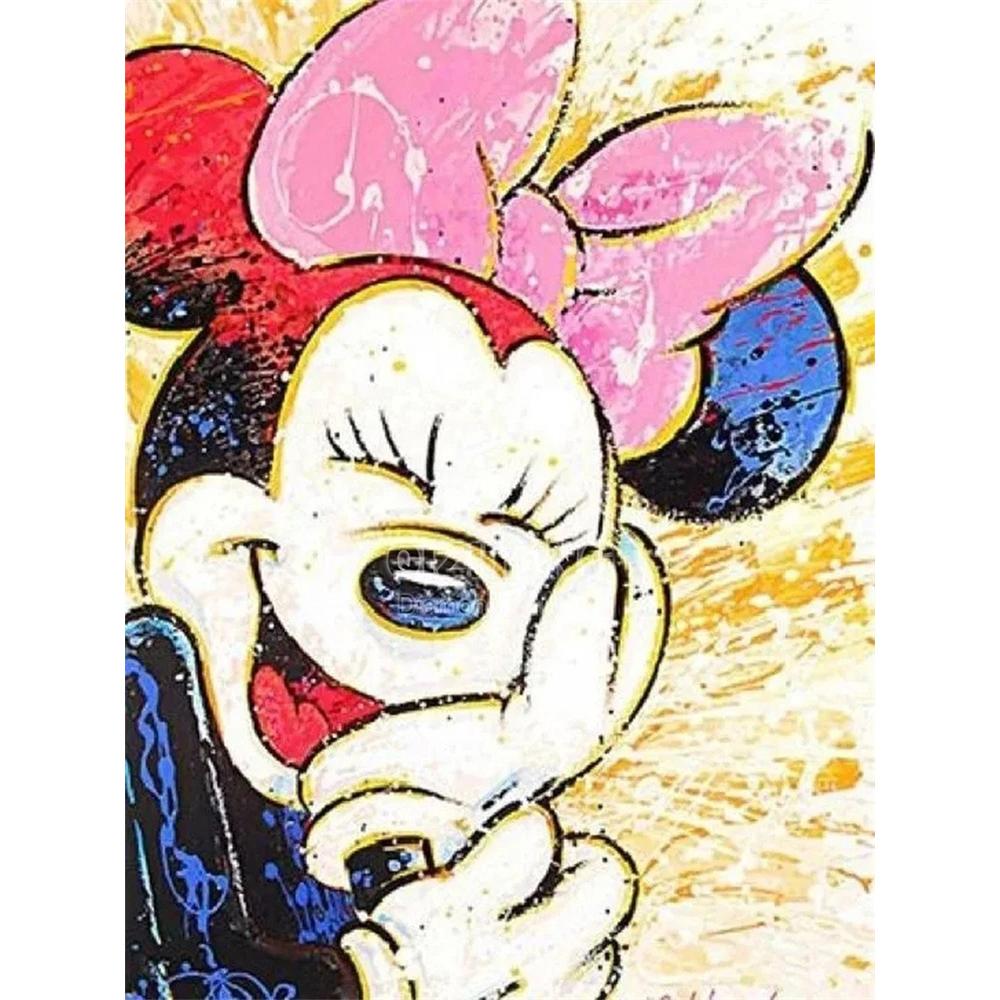 

Disney Diamond Painting Minnie Mouse Ink Splatter Art Style Trendy Illustration 5D Diamond Painting Art Embroidery Cross-stitch Room Decoration Round 20x30cm