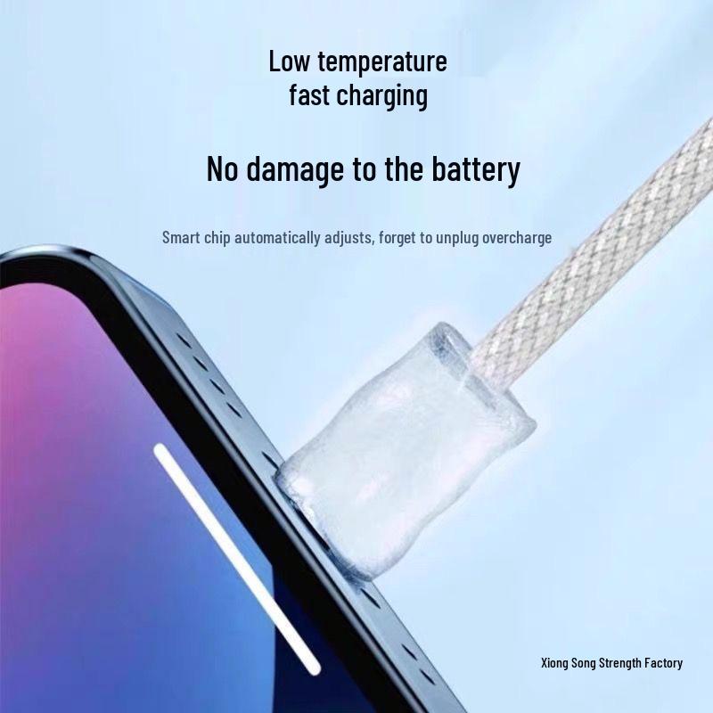 Compatible with Apple 15/16 Charger: PD30W Dual Type-C Braided Data Cable for Fast Charging