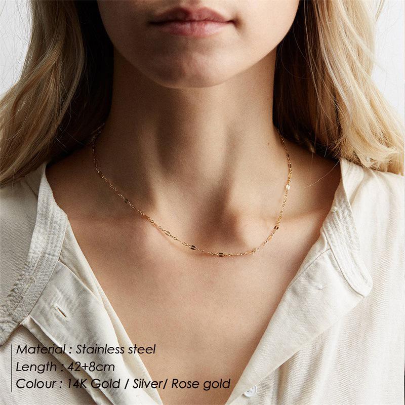 St. Delan Stainless Steel Gold-Plated Titanium Choker Necklace for Women - Simple Niche Design
