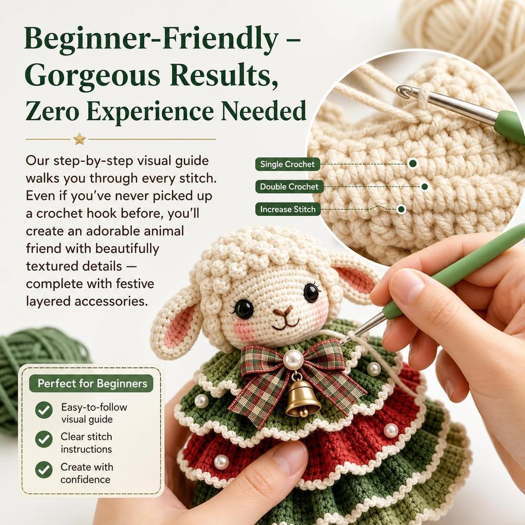 DIY Christmas Tree Crochet Set Christmas Tree Crochet Set-D Lamb
