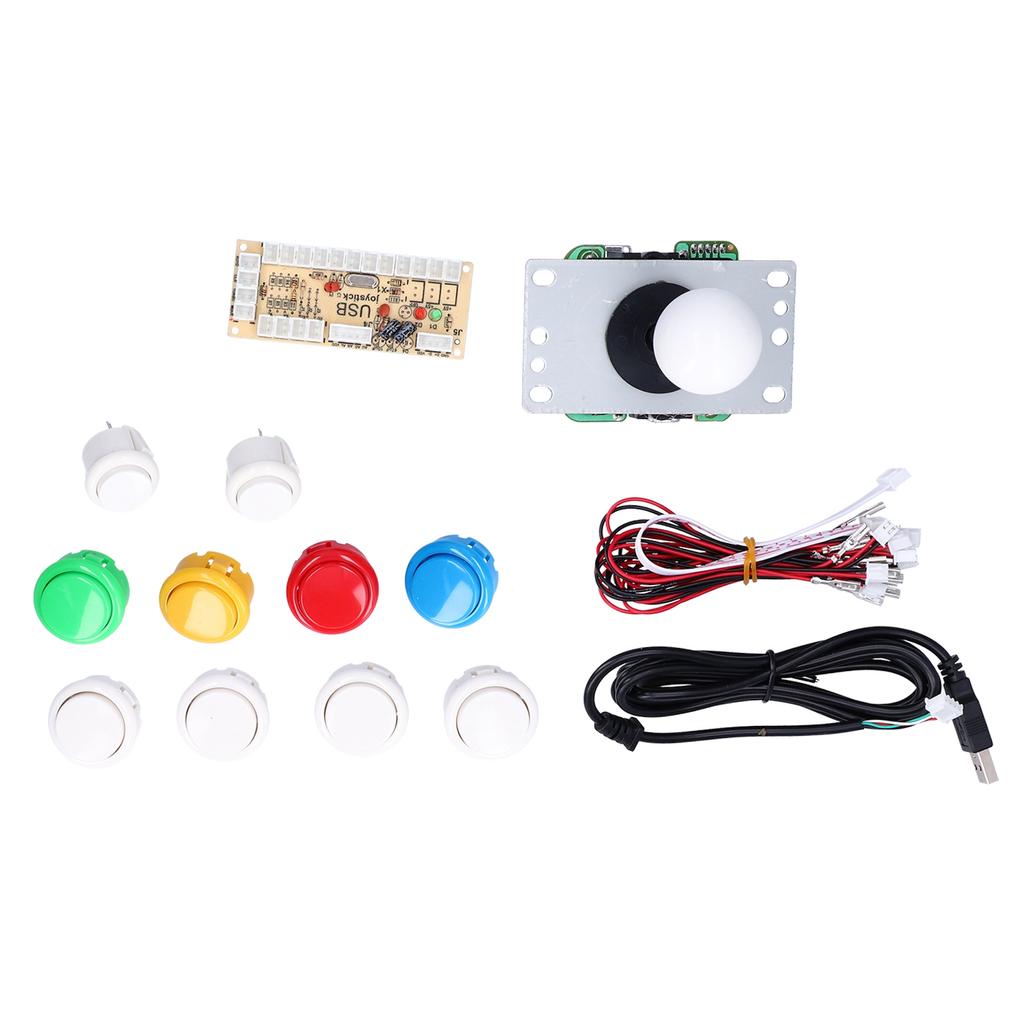 DIY Games Console Kit Single Electroplating Rocker LED Buttons Set for Arcade Games ConsoleSingle Set White