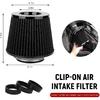 Clamp-on Air Intake Filter, 3 In/3.5 In/4 In Round Tapered Vehicle Air Filters for Enhanced Engine Power, Washable Cone Engine Filter Replacement for