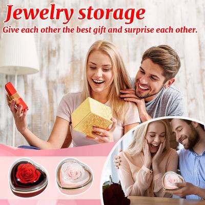 Automatic Flip-up Heart-shaped Rose Gift Box, Ring Pendant Jewelry Box, Necklace Box