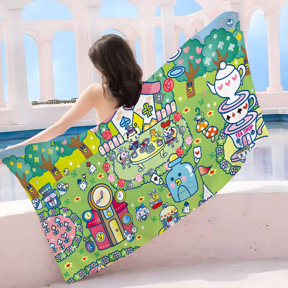 Classic T-Tamagotchi Cut Friend Game  Bath Towel Microfiber Soft Water Absorbing Breathable For Girl Kids Decorative Beach Towel