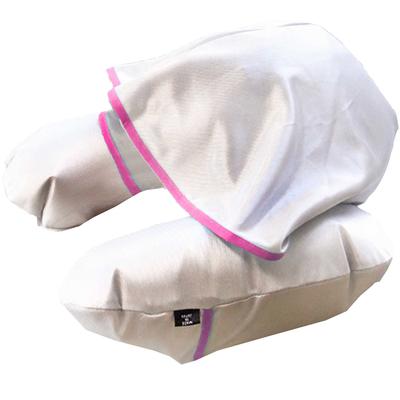 Sleep Soundly Without Showing Your Face Sleeping Hooded Neck Pillow Made In Japan Silver X Pink