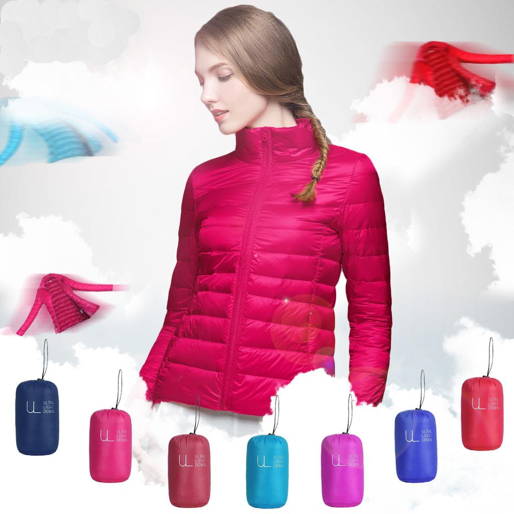 Femaroly Autumn Winter Light Packable Down Jacket Short Stand Collar Slim Coat Women Femaroly Autumn Winter Light Packable Down Jacket Short Stand Collar Slim Coat Women
