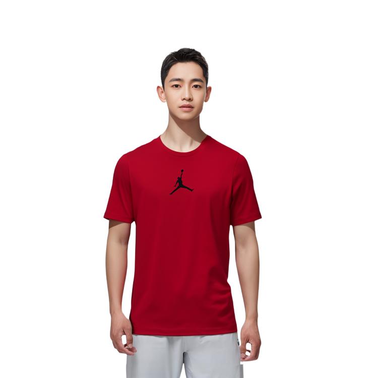 Jordan Jumpman T Shirts Men's Red Crew Neck Moderate Straight Fit CW5191-687
