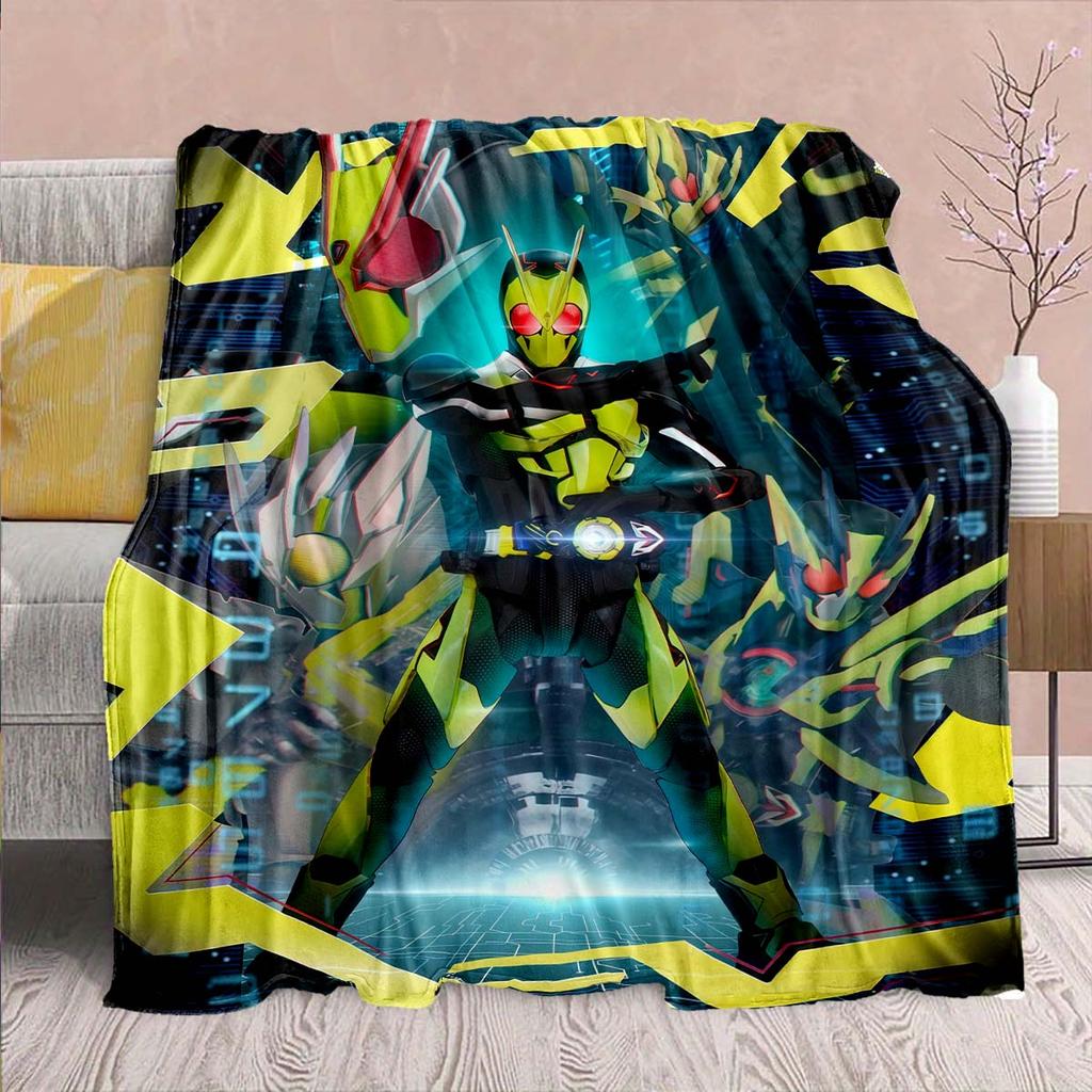 Kamen Rider Anime Flannel Blanket – Soft, Warm, Perfect for Sofas, Bedding, Camping, Travel, Office, and Home Decor – QJY