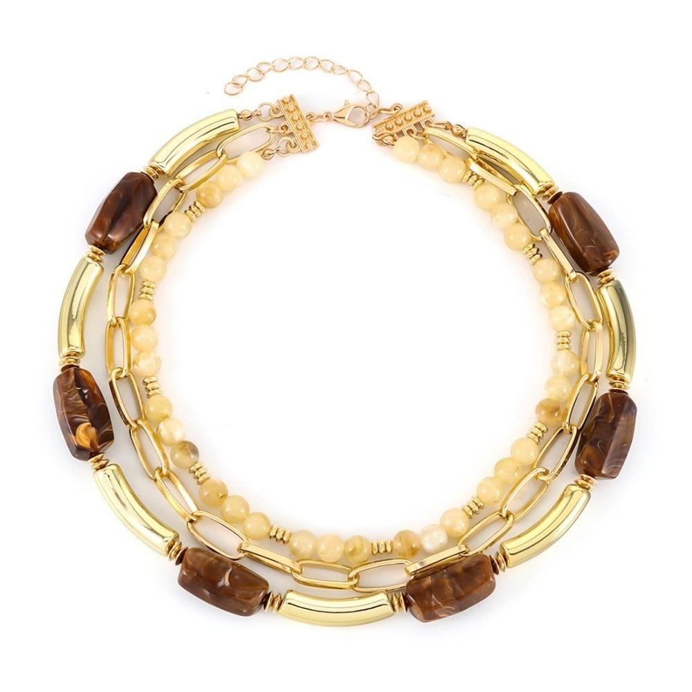 Exaggerated Beaded Necklace Charm Bohemian Necklace Multi Layer Stacked Necklace  Neck Jewelry коричневый