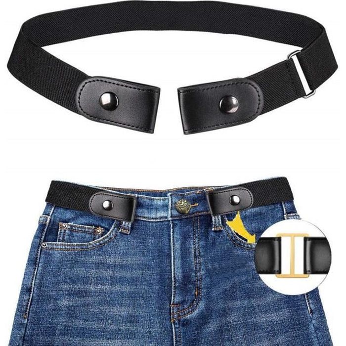 

Ceinture élastique - Sans Boucle - Mixte - Peau de vache - 102cm - Noir
