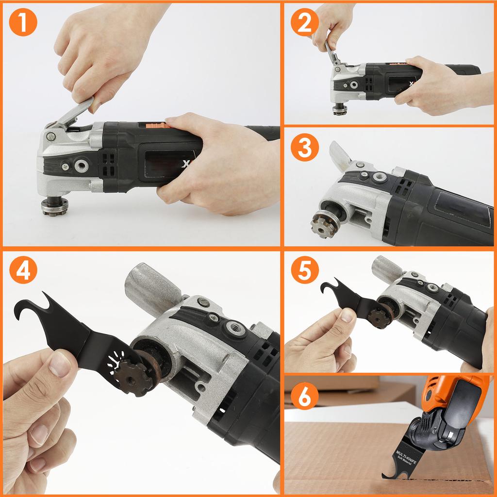 3pcs Multi Tool Hook Knife Blade Universal Oscillating Saw Blade for Carpet Roof Shingles Soft Materials Compatible with DeWalt