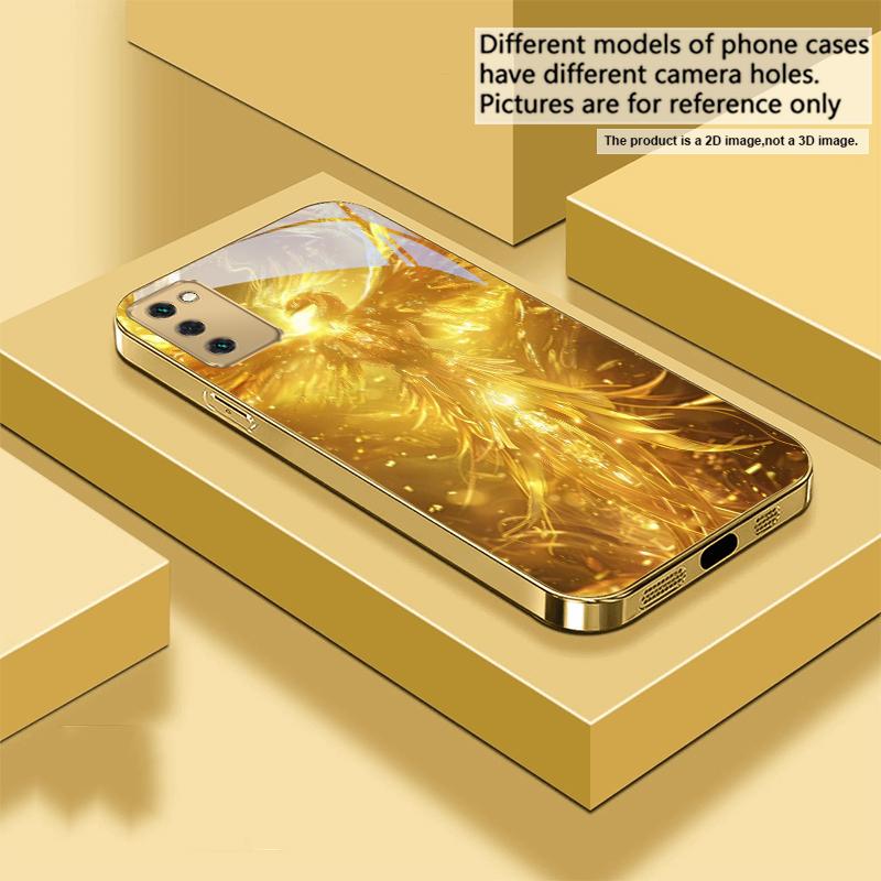 The golden red phoenix For Samsung Galaxy S20 FE S21 S22 S23 Plus S24 Ultra 25Ultra S21+ S9+ S22Plus Golden glass phone case