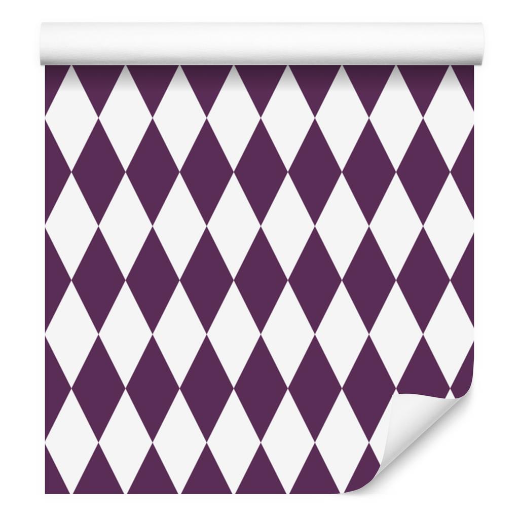 Harlequin Diamonds Wallpaper Light Gray, White, and Plum 50x1000