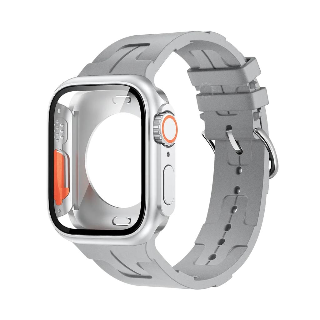 Original Silicone Band &Change To Ultra Case For Apple Watch 9 8 7 6 SE 5 4 Strap For iWatch Series 44mm 45mm 42mm 41mm Bracelet