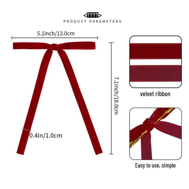 Set of 24 Velvet Bow Tie Ribbon Ornaments for Christmas Trees and Holiday Parties