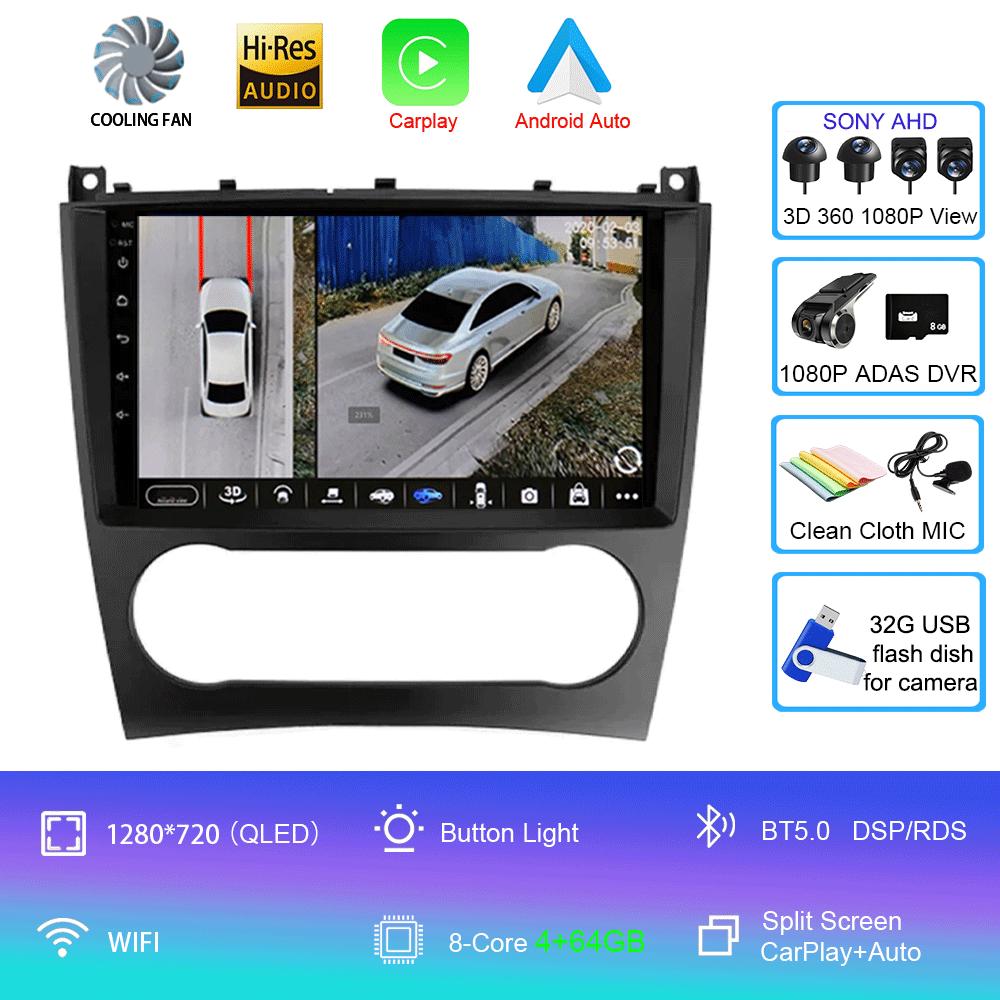 Android 14 Pentru Mercedes Benz W203 W209 C180 C200 C220 C230 2005 - 2009 Player Video Radio Auto Stereo Navigație GPS Carplay AUTO