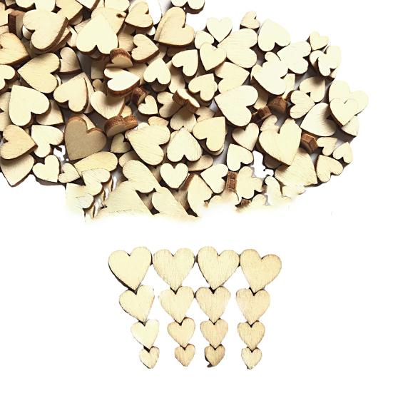 100Pcs/Bag Wood Chips Anti-deformed Burr-free Smooth Surface DIY Heart Slices Unfinished DIY Crafts Slice for Crafts
